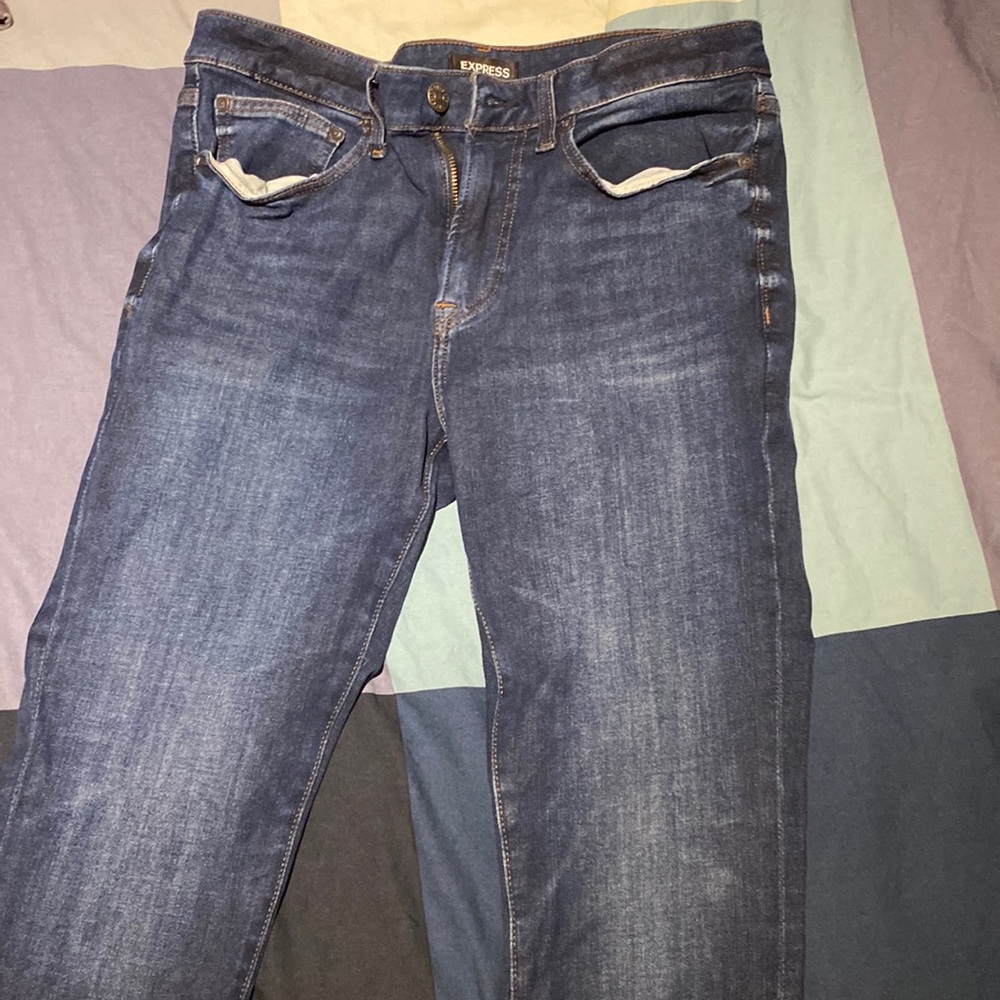 Express. Blue skinny jeans. Great co diction. Worn once